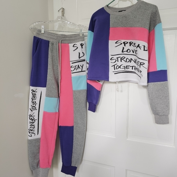 Fashion Nova Written With Love Colorblock Sweatsuit With Pockets Size S - Picture 4 of 17
